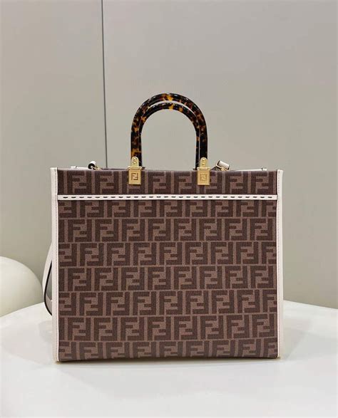 fendi women's sunshine medium fabric shopper - brown|fendi sunshine leather bag.